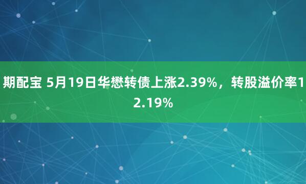 期配宝 5月19日华懋转债上涨2.39%，转股溢价率12.19%
